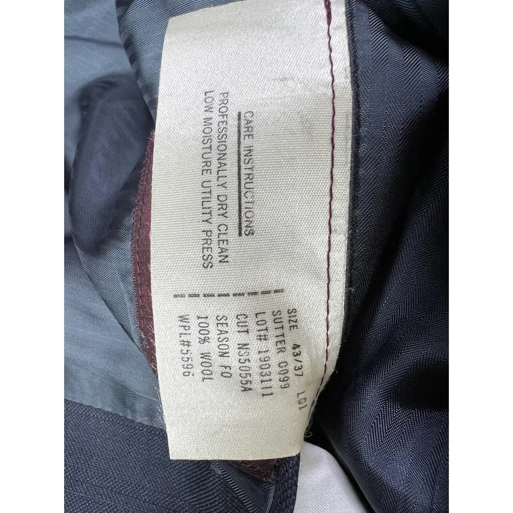 Nordstrom Suit Jacket Mens 43L Blue Stripe Wool Double Breasted USA
